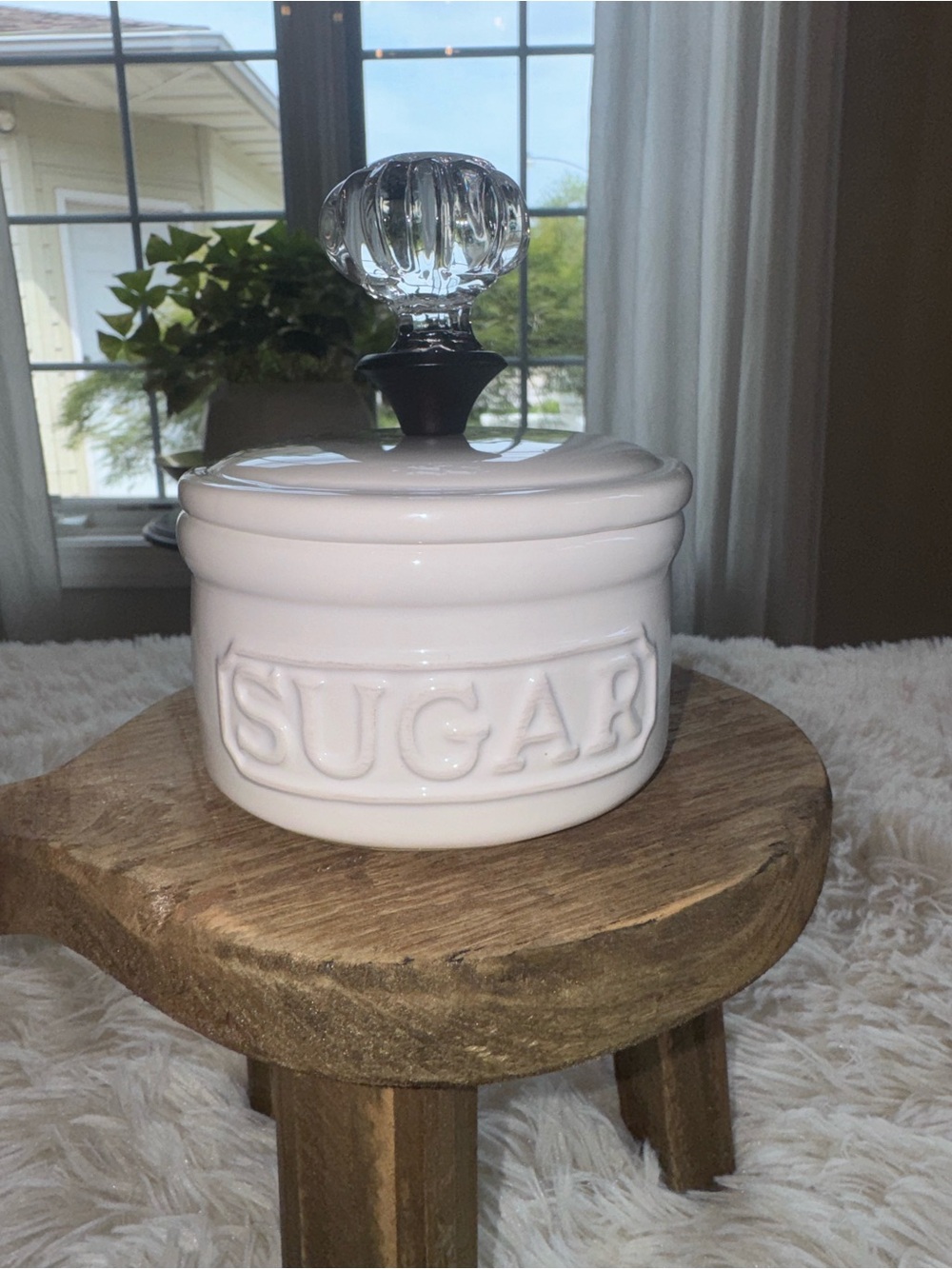 Mud Pie Circa Vintage White Ceramic Sugar Canister